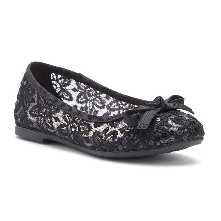 So&reg; Girls' Sequined Ballet Flats, Size: 1, Black