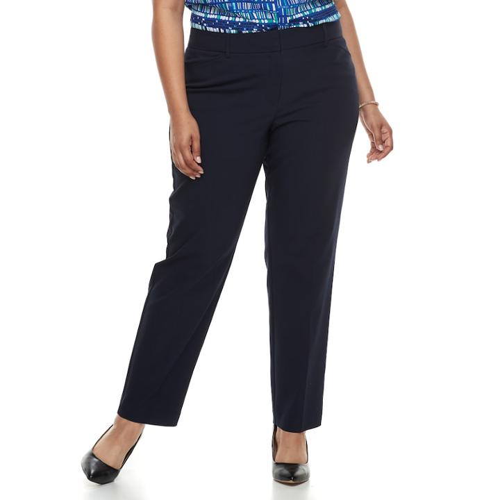 Plus Size Apt. 9&reg; Torie Modern Fit Straight-leg Dress Pants, Women's, Size: 18 W, Dark Blue