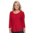 Petite Croft & Barrow&reg; Lace-front Tee, Women's, Size: Xl Petite, Med Red