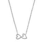Love Is Forever Sterling Silver 1/10 Carat T.w. Diamond Double Heart Necklace, Women's, Size: 18, White