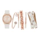 Women's Crystal Watch & Bracelet Set, Size: Medium, White