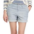 Women's Chaps Striped Jean Shorts, Size: 12, Blue