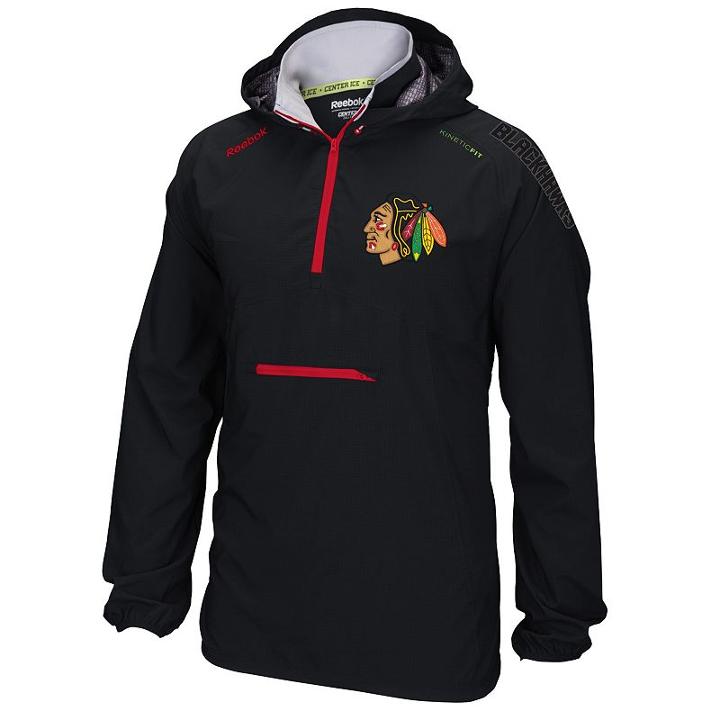 Men's Reebok Chicago Blackhawks Center Ice Anorak Pullover Jacket, Size: Small, Black