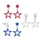 Red, White & Blue Star Nickel Free Drop Earring Set, Women's, Multicolor