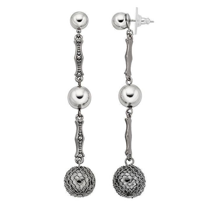 Simply Vera Vera Wang Two Tone Mesh Bead Nickel Free Linear Earrings, Women's, Black