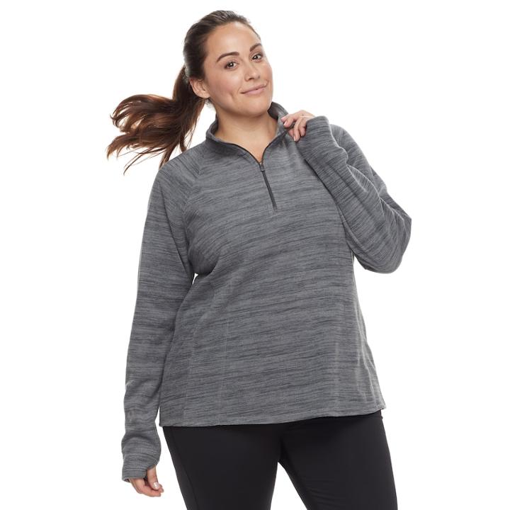 Plus Size Tek Gear Microfleece 1/4-zip Pullover Top, Women's, Size: 3xl, Med Grey