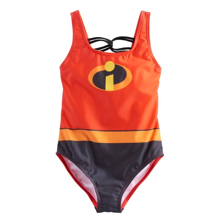 Disney / Pixar The Incredibles Laced Back One-piece Swimsuit, Girl's, Size: 6x, Red