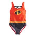 Disney / Pixar The Incredibles Laced Back One-piece Swimsuit, Girl's, Size: 6x, Red