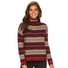 Women's Chaps Print Mockneck Sweater, Size: Large, Pink Ovrfl