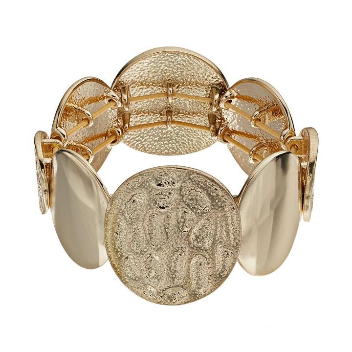 Dana Buchman Textured Circle Stretch Bracelet, Women's, Gold