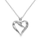 Stella Grace Sterling Silver Diamond Accent Open Heart Pendant Necklace, Women's, Size: 18, White