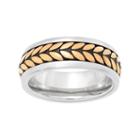 Lynx Men's Tri Tone Stainless Steel Tread Ring, Size: 12, Yellow