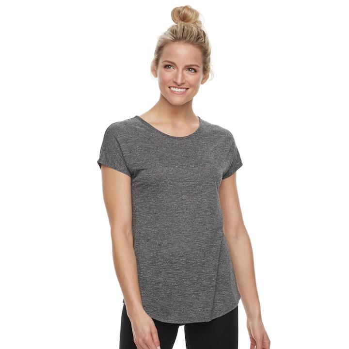 Women's Tek Gear&reg; Crisscross Open Back Tee, Size: Large, Dark Grey