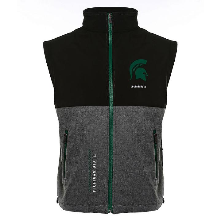 Men's Franchise Club Michigan State Spartans Fusion Softshell Vest, Size: Medium, Black