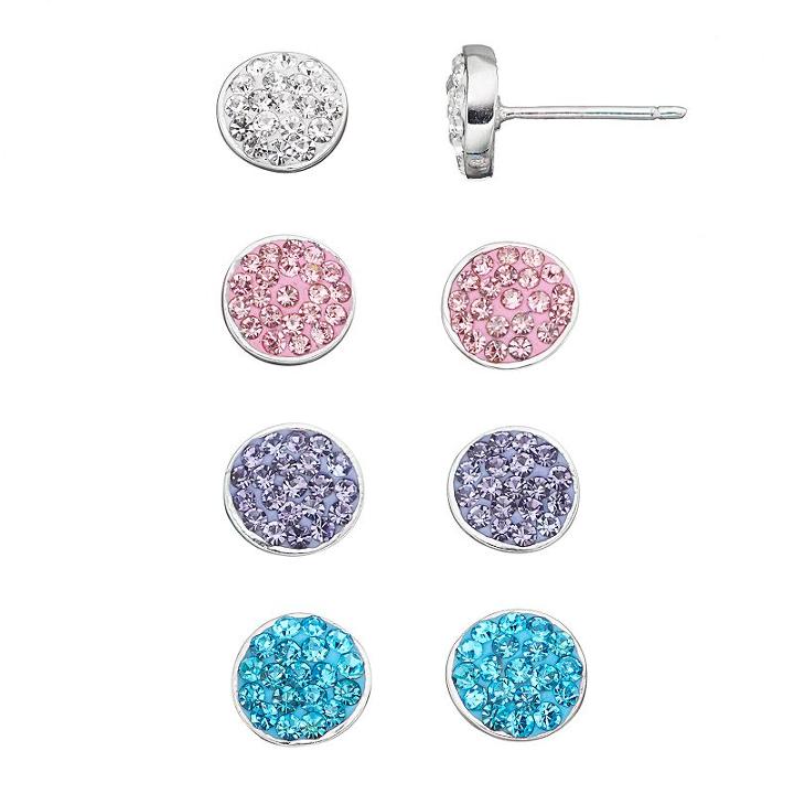 Pastel Crystal Disc Stud Earring Set, Women's, Multicolor