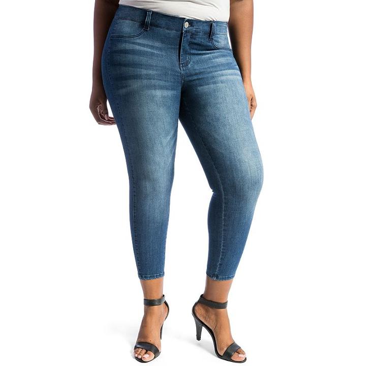 Juniors' Plus Size Crave Slimming Skinny Jeans, Girl's, Size: 16 W, Dark Blue