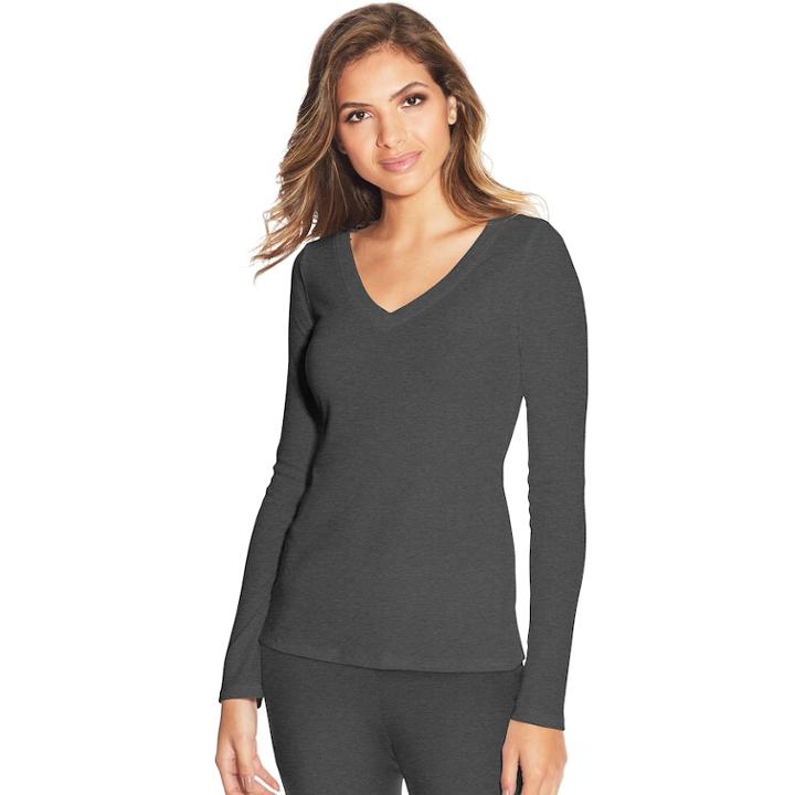 Women's Maidenform Prima Ballerina Lounge Top, Size: Large, Grey (charcoal)