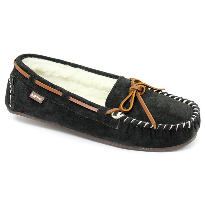 Lamo Britain Moc Ii Women's Fleece Moccasins, Girl's, Size: 9, Black