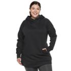 Plus Size Tek Gear&reg; Fleece Raglan Tunic Hoodie, Women's, Size: 1xl, Black