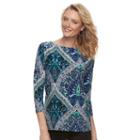 Women's Croft & Barrow&reg; Ballet Neck Top, Size: Medium, Blue (navy)