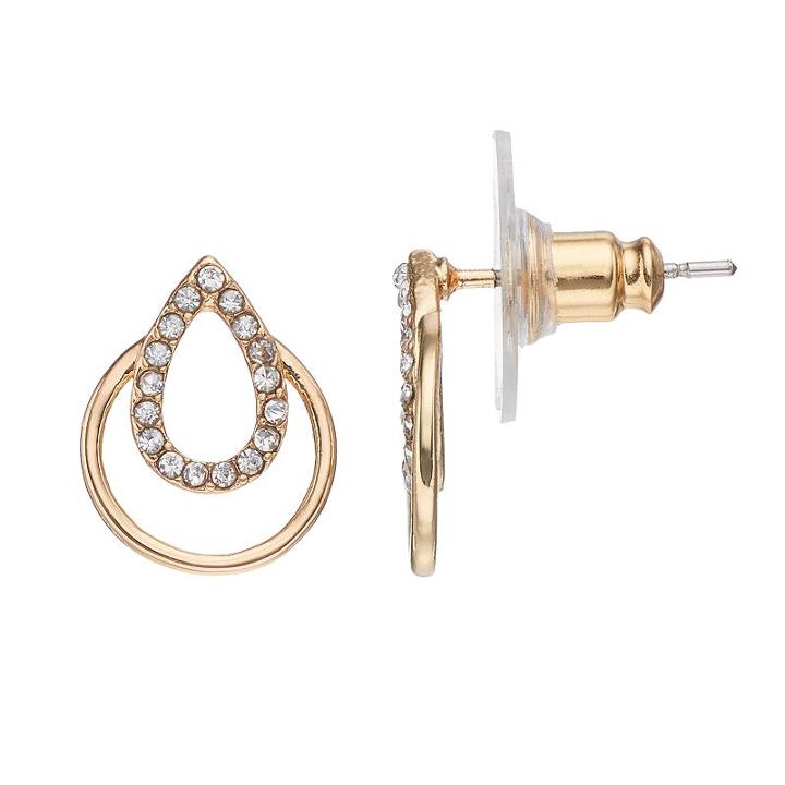 Lc Lauren Conrad Nickel Free Open Teardrop Door Knocker Earrings, Women's, Gold
