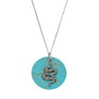 Tori Hill Sterling Silver Simulated Turquoise Disc & Marcasite Snake Pendant, Women's, Size: 18, Multicolor