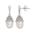 Sophie Miller Sterling Silver Dyed Freshwater Cultured Pearl & Cubic Zirconia Drop Earrings, Women's, White