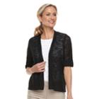 Women's Croft & Barrow&reg; Textured Crop Cardigan Sweater, Size: Medium, Black