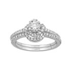 Simply Vera Vera Wang 14k White Gold 9/10 Carat T.w. Diamond Halo Engagement Ring Set, Women's, Size: 8