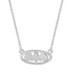 Dc Comics Sterling Silver Batman Necklace, Women's, Size: 18, Grey