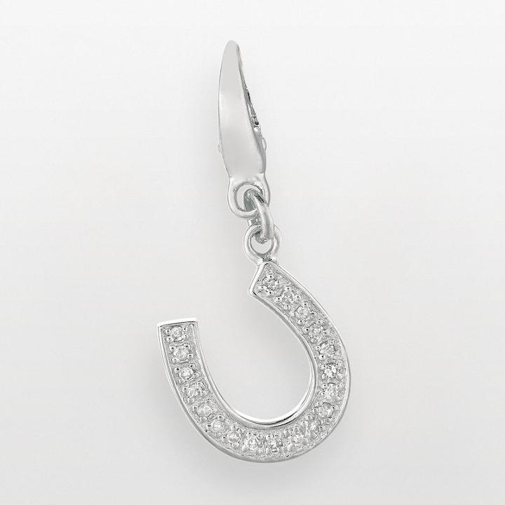Sterling Silver Diamond Accent Horseshoe Charm, Women's, Grey