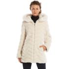 Women's Gallery Hooded Faux-fur Jacket, Size: Large, White