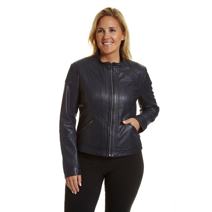 Plus Size Excelled Leather Motorcycle Jacket, Women's, Size: 3xl, Blue