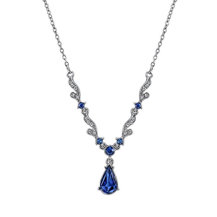 Downton Abbey French Scroll Y Necklace, Women's, Size: 16, Blue