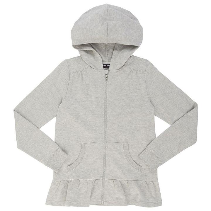 Girls Plus Size French Toast Ruffle Zip-up Hoodie, Girl's, Size: 14-16 Plus, Med Grey