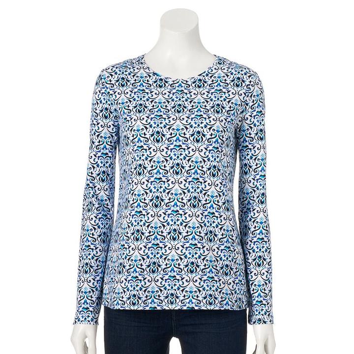 Women's Croft & Barrow&reg; Classic Crewneck Tee, Size: Medium, Dark Blue