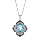 Sterling Silver Sky Blue Topaz & Diamond Accent Flower Pendant Necklace, Women's