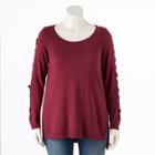 Plus Size Lc Lauren Conrad Lace-up Crewneck Sweater, Women's, Size: 2xl, Red