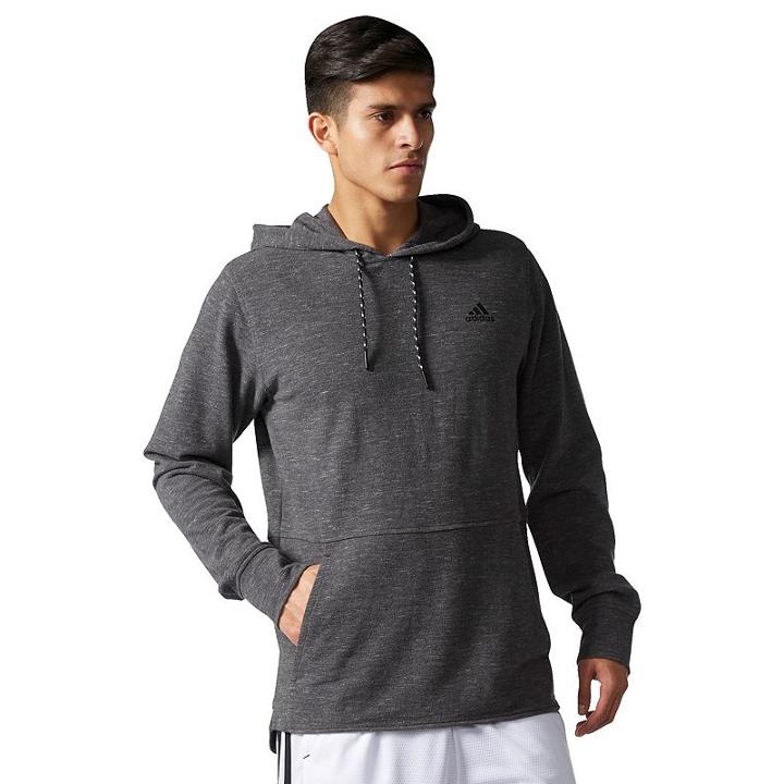 Men's Adidas Pique Fleece Pullover, Size: Large, Dark Grey