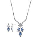 Crystal Allure Teardrop Necklace And Drop Earring Set, Teens, Size: 18, Blue