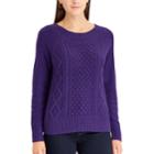 Petite Chaps Cable-knit Crewneck Sweater, Women's, Size: Xl Petite, Purple