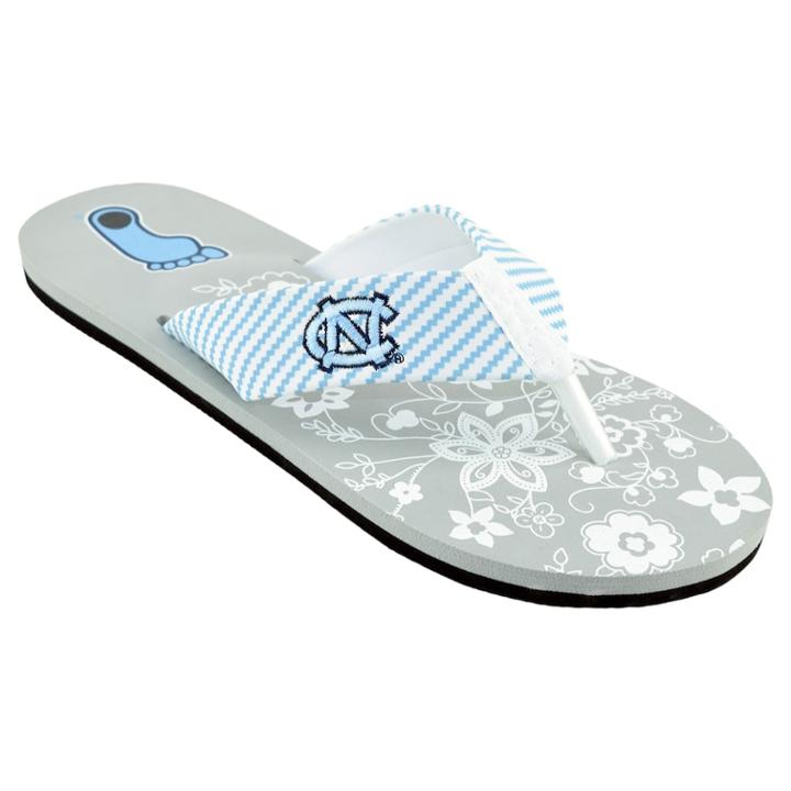 Women's North Carolina Tar Heels Floral Flip Flop Sandals, Size: Small, Multi