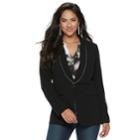 Women's Jennifer Lopez Caviar-trim Blazer, Size: Large, Black