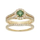 Igl Certified Green & White Diamond Halo Engagement Ring Set In 14k Gold (1 Carat T.w.), Women's, Size: 7.50