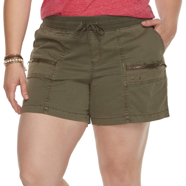 Plus Size Sonoma Goods For Life&trade; Zipper Utility Shorts, Women's, Size: 16 W, Green