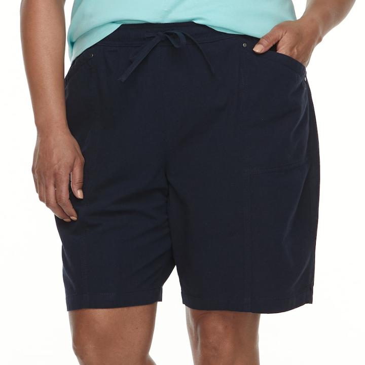 Plus Size Croft & Barrow&reg; Drawstring Shorts, Women's, Size: 1xl, Blue (navy)
