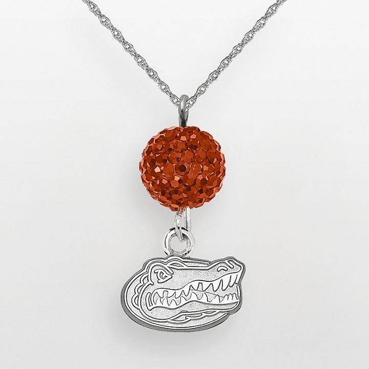Florida Gators Sterling Silver Crystal Logo Y Necklace, Women's, Orange