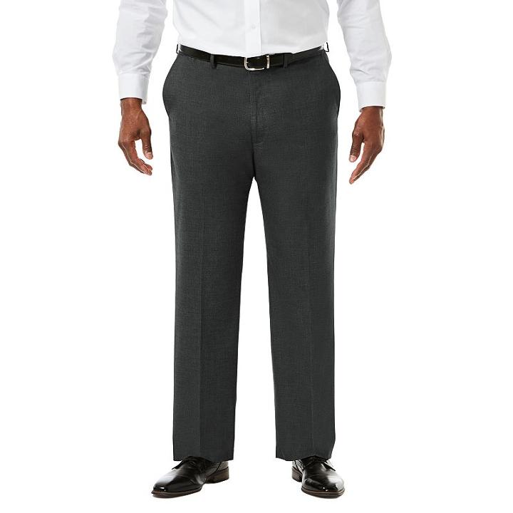 Big & Tall J.m. Haggar Premium Classic-fit Sharkskin Stretch Flat-front Suit Pants, Men's, Size: 48x30, Med Grey