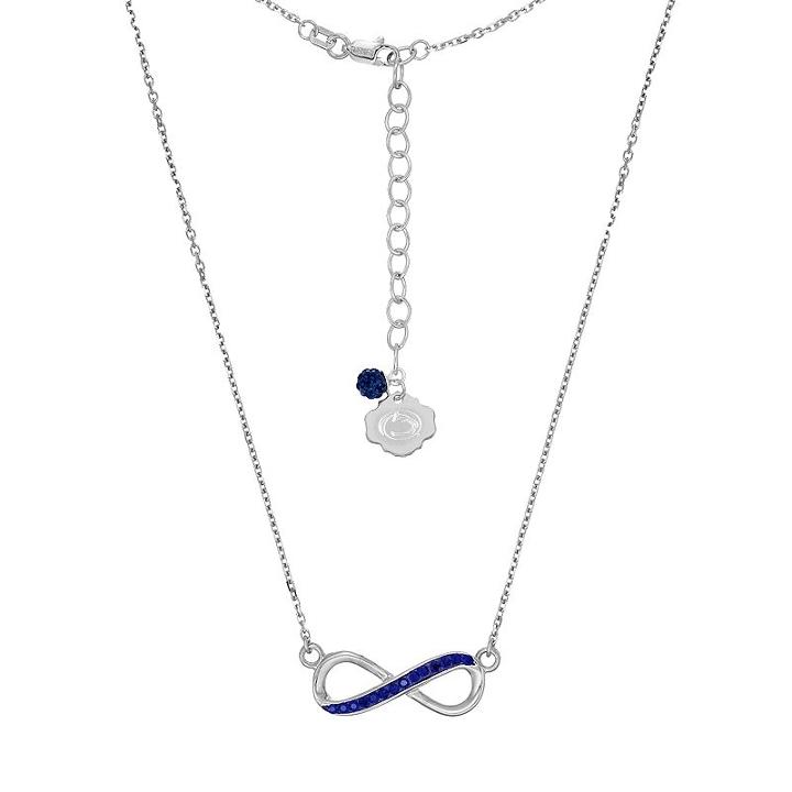 Penn State Nittany Lions Sterling Silver Crystal Infinity Necklace, Women's, Size: 18, Blue