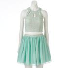 Juniors' Speechless Sequin Prom Crop Top & Skirt Set, Girl's, Size: 7, Lt Green